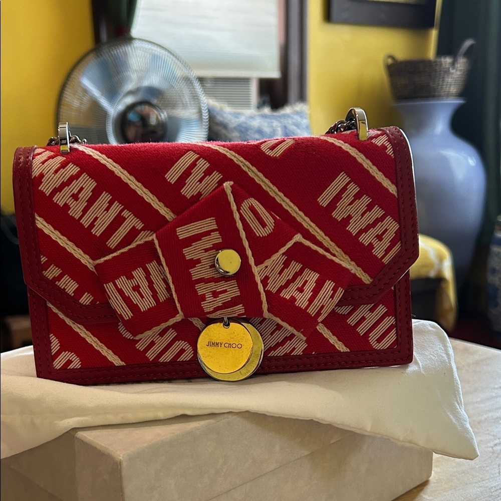 Jimmy Choo Red and Gold Clutch